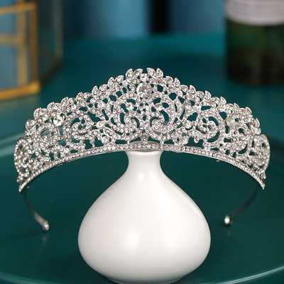 Ezüst színű Esküvői Hajkiegészítők Kristály Strasszkő Korona Olcsó Tiaras Diadems Női Hajékszerek Hercegnő fejdísz