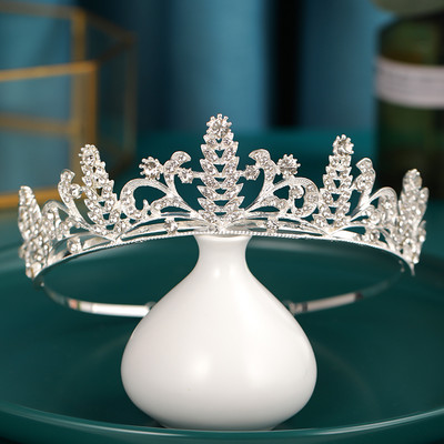 Ezüst színű Esküvői Hajkiegészítők Kristály Strasszkő Korona Olcsó Tiaras Diadems Női Hajékszerek Hercegnő fejdísz