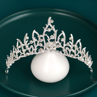 Ezüst színű Esküvői Hajkiegészítők Kristály Strasszkő Korona Olcsó Tiaras Diadems Női Hajékszerek Hercegnő fejdísz