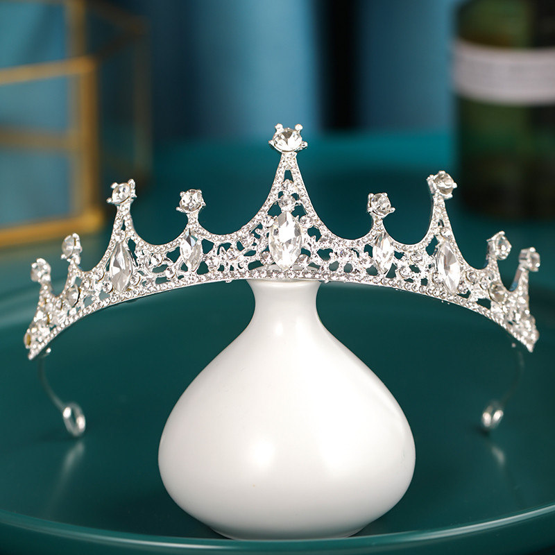 Ezüst színű Esküvői Hajkiegészítők Kristály Strasszkő Korona Olcsó Tiaras Diadems Női Hajékszerek Hercegnő fejdísz