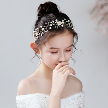 FORSEVEN Wedding Hairband Tiara Fairy Hair Jewelry Simulated Pearl Wreath Flower Leaf Headbands Hairpin Bride Headpieces Garland