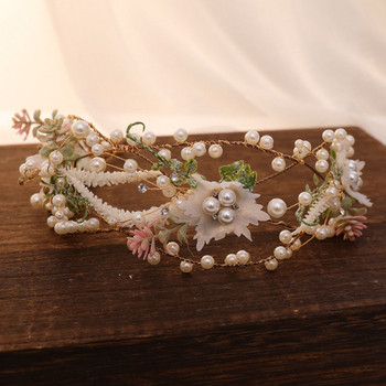 FORSEVEN Wedding Hairband Tiara Fairy Hair Jewelry Simulated Pearl Wreath Flower Leaf Headbands Hairpin Bride Headpieces Garland