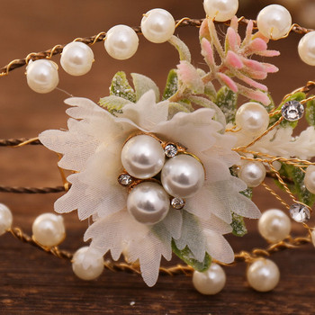 FORSEVEN Wedding Hairband Tiara Fairy Hair Jewelry Simulated Pearl Wreath Flower Leaf Headbands Hairpin Bride Headpieces Garland