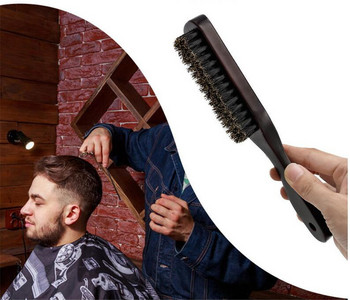 Дървена дръжка Четка за почистване с четина от глиган Фризьорска четка за брада Антистатичен бръснар Гребен за оформяне на коса Инструменти за бръснене за мъже