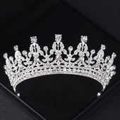 Tiare și coroane de cristal de culoare argintie cu strass prințesă regina bal coroana diademă diademă nuntă accesorii pentru păr bijuterii
