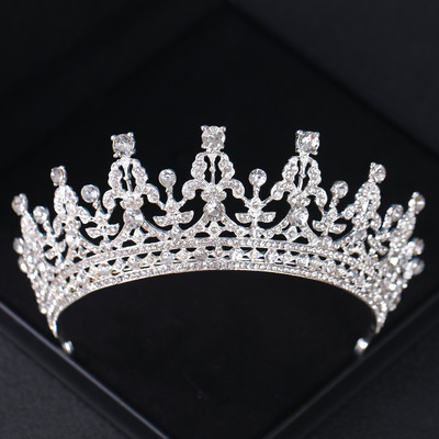 Tiare și coroane de cristal de culoare argintie cu strass prințesă regina bal coroana diademă diademă nuntă accesorii pentru păr bijuterii