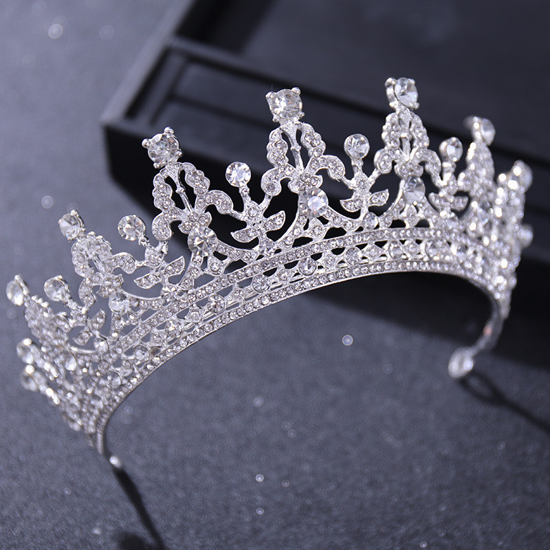 Tiare și coroane de cristal de culoare argintie cu strass prințesă regina bal coroana diademă diademă nuntă accesorii pentru păr bijuterii