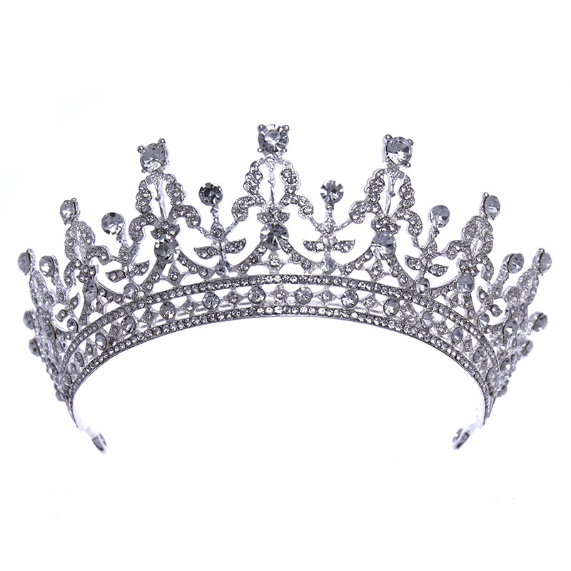 Tiare și coroane de cristal de culoare argintie cu strass prințesă regina bal coroana diademă diademă nuntă accesorii pentru păr bijuterii