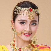 Decor pentru păr cap bandă de păr Dance show out indian cap de bijuterii Accesorii dans din buric Bohemian Boho Monedă cap lanț păr