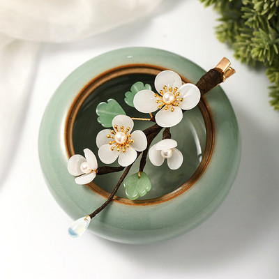 Kínai hajékszerek Step Shake Side hajcsat Flower Jade hajtűk és klipek Fejpánt Fejpeice Női Lány Hajkiegészítők