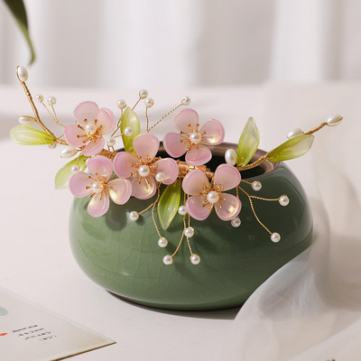 Kínai hajékszerek Step Shake Side hajcsat Flower Jade hajtűk és klipek Fejpánt Fejpeice Női Lány Hajkiegészítők