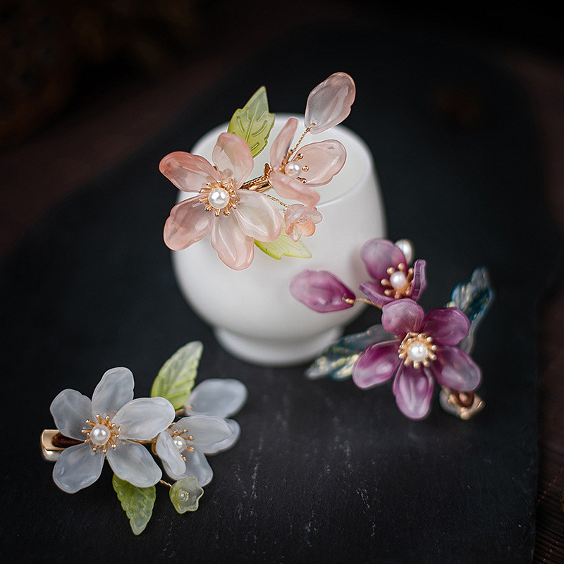 Kínai hajékszerek Step Shake Side hajcsat Flower Jade hajtűk és klipek Fejpánt Fejpeice Női Lány Hajkiegészítők