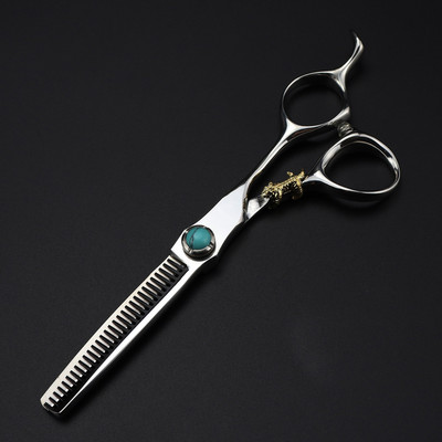 Professzionális jp 440c acél 6'' zöld drágakő haj olló vágó fodrász szerszámok Tigris hajvágás ritkító olló fodrász olló
