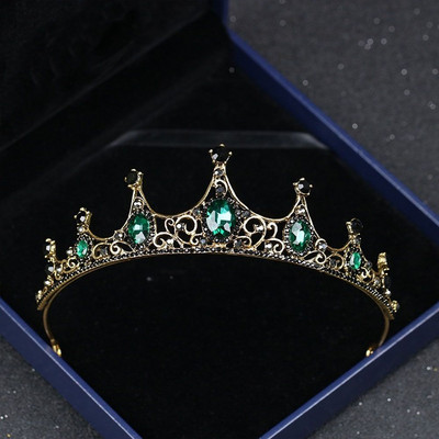 1 db Vintage fejfedő Zöld/Vörös Rózsa Kristály Korona Elegáns Hajpánt Tiara Menyasszonyi Party Ékszerek Esküvői Haj kiegészítők