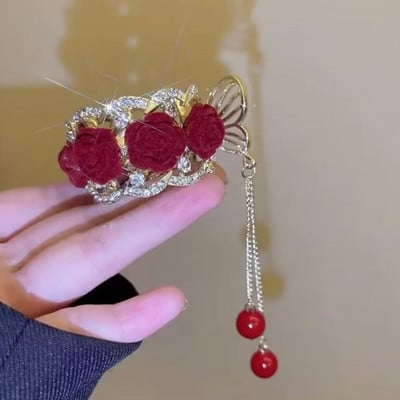 1 db Vintage fejfedő Zöld/Vörös Rózsa Kristály Korona Elegáns Hajpánt Tiara Menyasszonyi Party Ékszerek Esküvői Haj kiegészítők