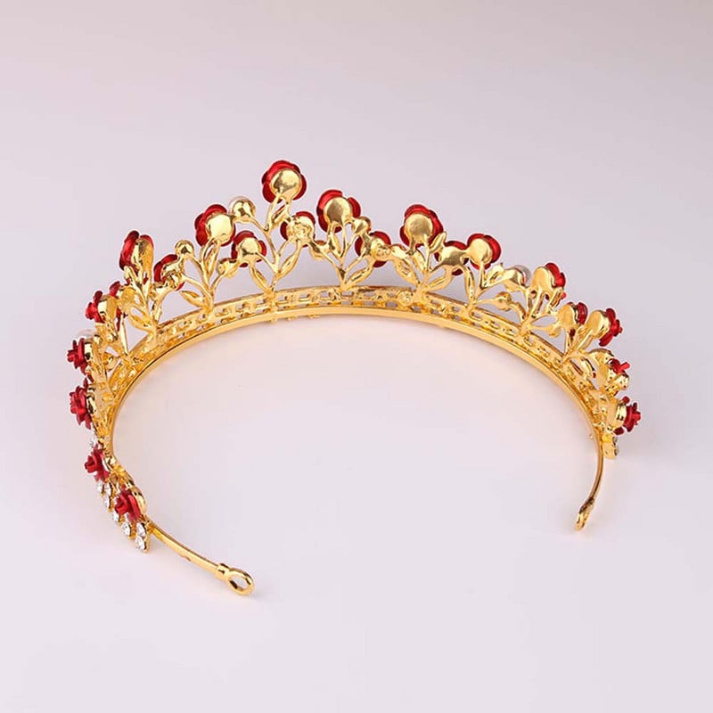1 db Vintage fejfedő Zöld/Vörös Rózsa Kristály Korona Elegáns Hajpánt Tiara Menyasszonyi Party Ékszerek Esküvői Haj kiegészítők