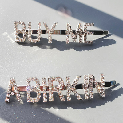 Vásároljon nekem egy Birkin strasszos hajcsatokat 2db/szett Funny Hair slide Ins Hot Words Bobby Pins Hajékszer