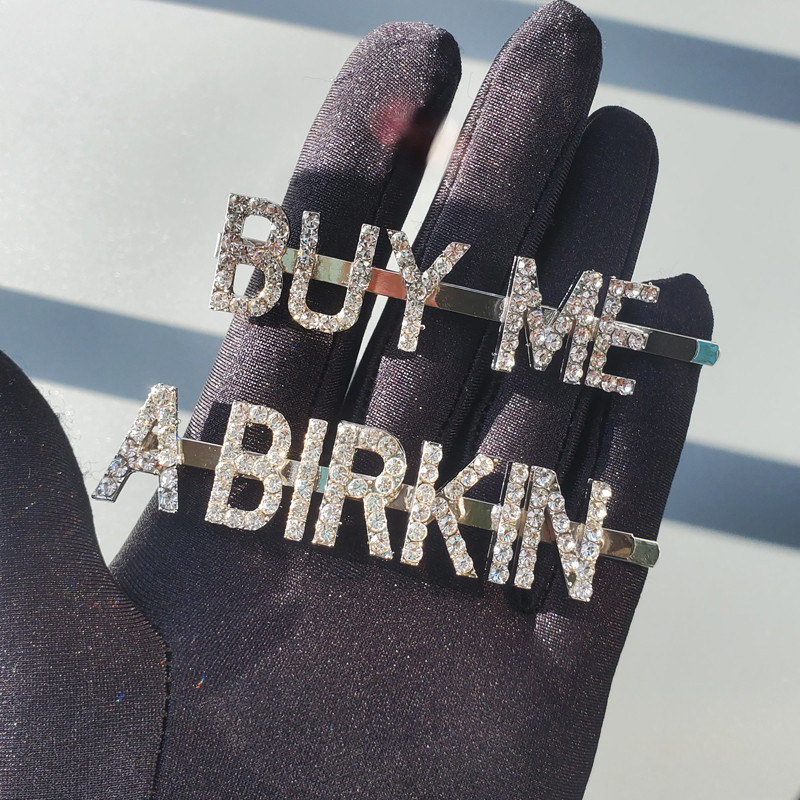 Vásároljon nekem egy Birkin strasszos hajcsatokat 2db/szett Funny Hair slide Ins Hot Words Bobby Pins Hajékszer