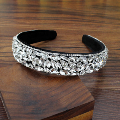 Блестящи напълно прозрачни ленти за глава със скъпоценни камъни, подплатени диамантени кристали, булчински ленти за коса за жени Луксозни сватбени аксесоари за коса