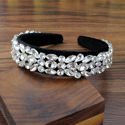 Блестящи напълно прозрачни ленти за глава със скъпоценни камъни, подплатени диамантени кристали, булчински ленти за коса за жени Луксозни сватбени аксесоари за коса