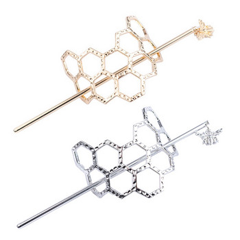 Κυψελοειδής φουρκέτα Bee Hair Twist Hairwear Honeycomb Hair Fork Hairpins Hair Bun Cage Metal with Stick Jewelry Δώρο