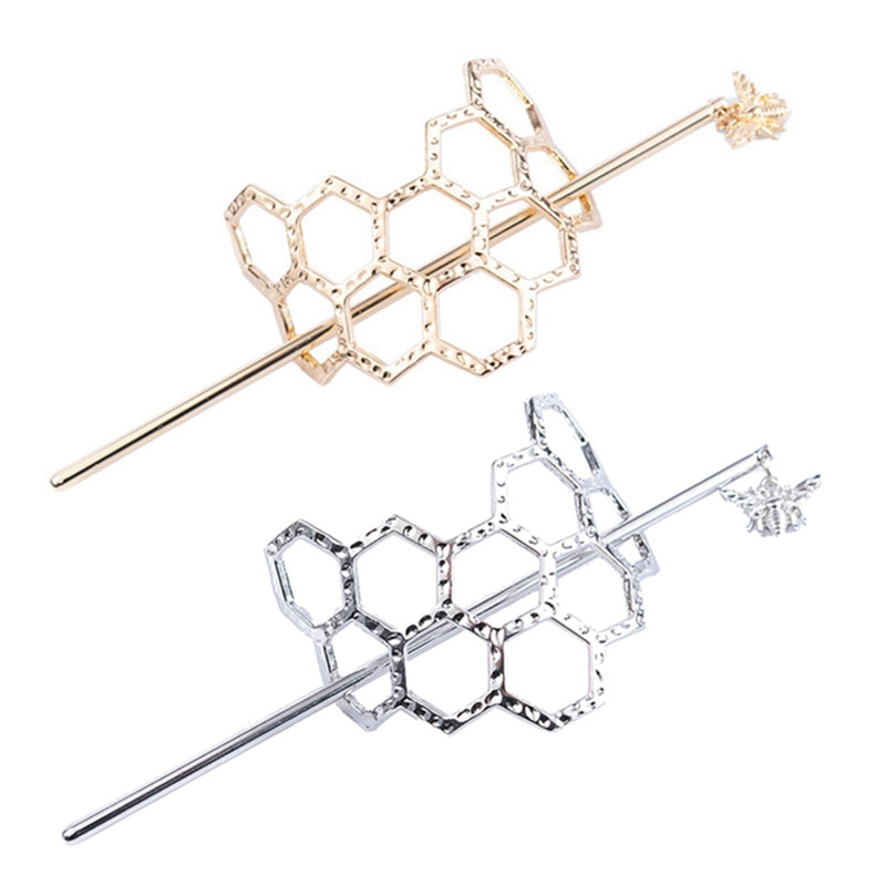 Honeycomb Hairpin Bee Hair Twist Hajruha Méhsejt hajvilla Hajtűk Hajkonty ketrec fém bottal Ékszer Ajándék