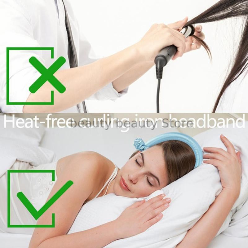 Nešildomas garbanojimo strypo galvos apdangalas Lazy suktukų rinkinys, kad plaukai taps švelnūs, blizgūs, be šilumos spiralė, minkšta mieganti garbanojimo geležies modeliavimo priedas