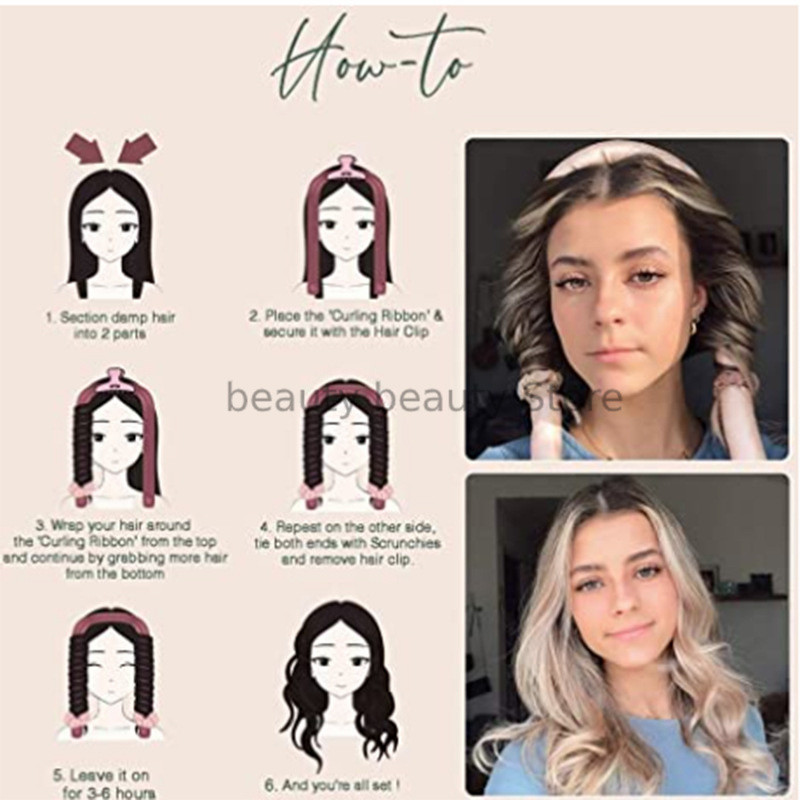 Nešildomas garbanojimo strypo galvos apdangalas Lazy suktukų rinkinys, kad plaukai taps švelnūs, blizgūs, be šilumos spiralė, minkšta mieganti garbanojimo geležies modeliavimo priedas