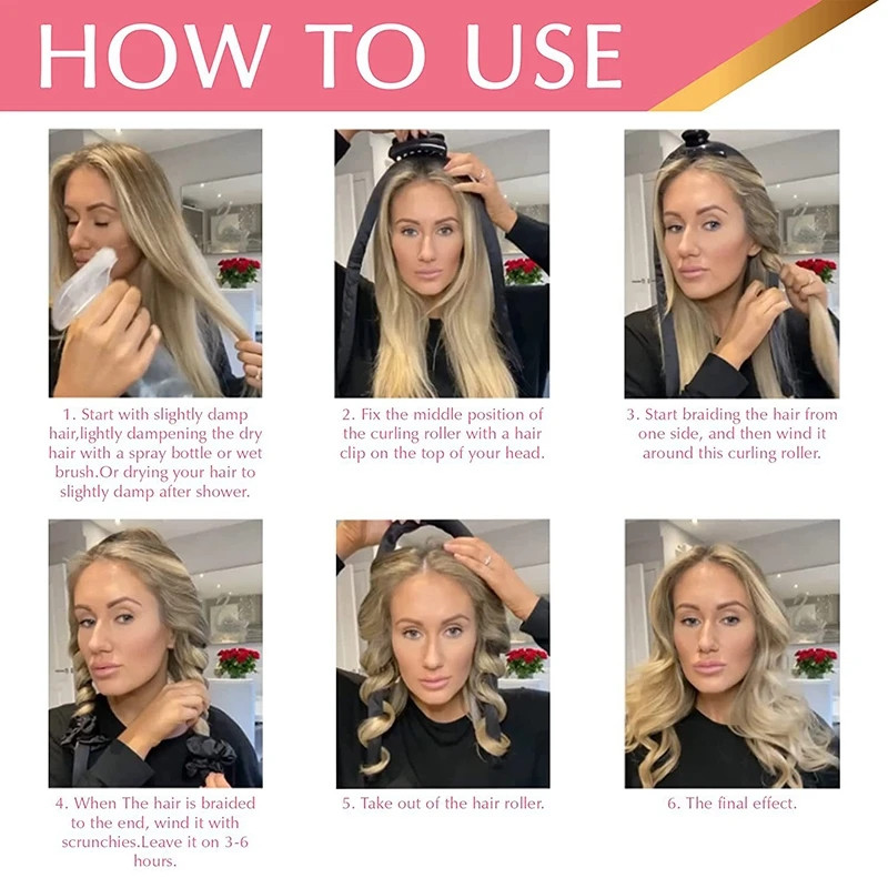 Heatless μπούκλα κεφαλόδεσμο No Heat Silk Lazy Curls Κορδέλα κύλινδροι για τα μαλλιά Sleeping Soft Headband Hair curlers Hair Styling Tools