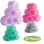 Jumbo matu ruļļu komplekts 12 gab. Self Grip Magic matu ruļļi dažāda izmēra bez siltuma pašlīmējošas kērlinga frizieru veidošanas rīks