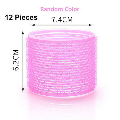 Jumbo matu ruļļu komplekts 12 gab. Self Grip Magic matu ruļļi dažāda izmēra bez siltuma pašlīmējošas kērlinga frizieru veidošanas rīks