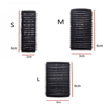 Многоразмерни черни самозахващащи се ролки за коса Професионален фризьорски салон Маши за коса Дизайн на коса Sticky Cling Style за Направи си сам прическа