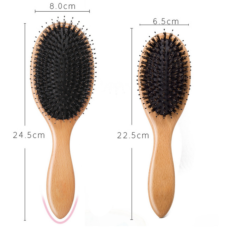 Minkšto medžio šerno šerių plaukų šepetėlis Plaukų šepetėlis Galvos odą glotninamos glotninančios plaukų šukos, skirtos garbanotiems, storiems šlapiems, sausiems plaukams, vyrams