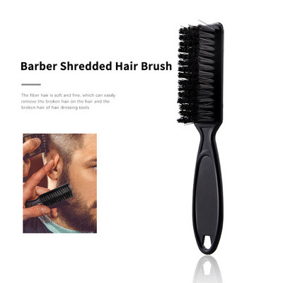 Black Small Beard Styling Brush Logo Professional Shave Beard Brush Barber Vintage Oil Head Shape Carving Cleaning Brush