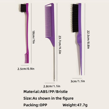 Инструменти за боядисване на коса Избор на четка за боядисване Гребен 3 бр./компл. Триредов гребен за коса Двуглава четка за грим Четка за боядисване на коса, четка за вежди