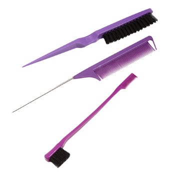 Инструменти за боядисване на коса Избор на четка за боядисване Гребен 3 бр./компл. Триредов гребен за коса Двуглава четка за грим Четка за боядисване на коса, четка за вежди