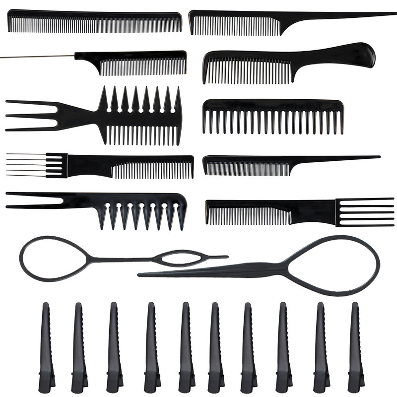 Šukų formavimo rinkinys Nešiojamas antistatinis kirpyklų plaukų šukos plaukų šalinimo šukos makiažo kirpėjo plaukų priežiūros stilisto įrankių rinkinys