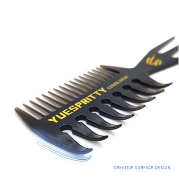 2021 стилизираща четка за коса Маслен гребен，Ретро гребен с широки зъби с маслена глава，Мъжки гребен за брада，Бръснарски инструменти за оформяне на коса