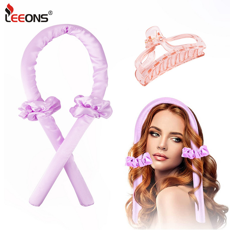 1 Komplekts Lazy Curling Heatless Curling Rod galvas saite bez karstuma matu ruļļi gulēšanai cirtas lente ar Scrunchies matu sprādzi gariem matiem