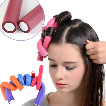 6 бр./Партида Heatless Curling Rod Мека гъба Маша за коса Roller Foam Bendy Twist Curls Tool DIY HairStyling Фризьорски инструменти