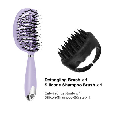 YIBER Detangling Brush for Hair-Detangler Hajfejbőr Masszírozó Fésű Göndörödés Íves hajkefe Egyenes sörtéjű Styling Fésű