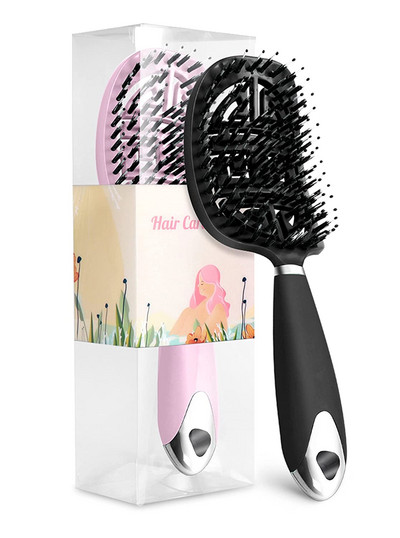 YIBER Detangling Brush for Hair-Detangler Hajfejbőr Masszírozó Fésű Göndörödés Íves hajkefe Egyenes sörtéjű Styling Fésű