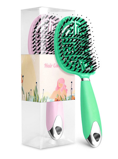 YIBER Detangling Brush for Hair-Detangler Hajfejbőr Masszírozó Fésű Göndörödés Íves hajkefe Egyenes sörtéjű Styling Fésű