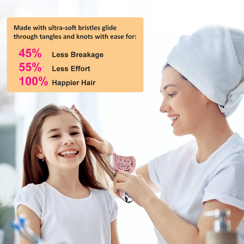 YIBER Detangling Brush for Hair-Detangler Hajfejbőr Masszírozó Fésű Göndörödés Íves hajkefe Egyenes sörtéjű Styling Fésű
