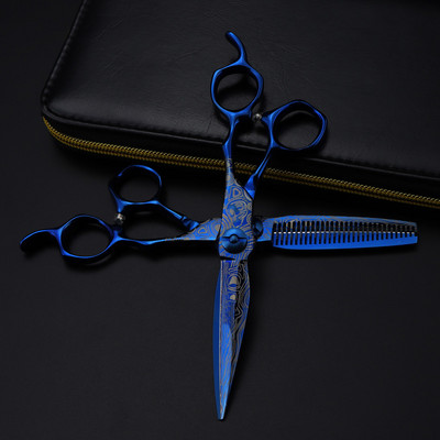 Професионална 6`` висококачествена ножица Blue Damascus ножица за коса фризьорски инструменти ножици за подстригване фризьорски ножици