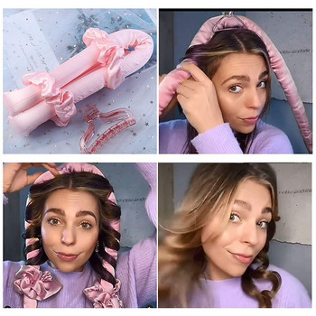 Heatless Hair Roller Ribbon Silk Girl Hairwear Маши Lazy Curling Rod No Heat Sleeping Soft Curler лента за глава за женска стилизация