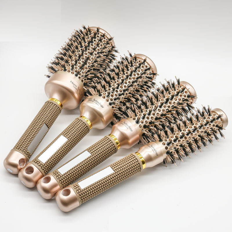 1 ΤΕΜ. Επαγγελματική χτένα κομμωτηρίου 4 μεγεθών Στρογγυλή χτένα μαλλιών Βούρτσες για μπούκλες κομμωτικής χτένα Κεραμική σιδερένια χτένα για βαρέλι