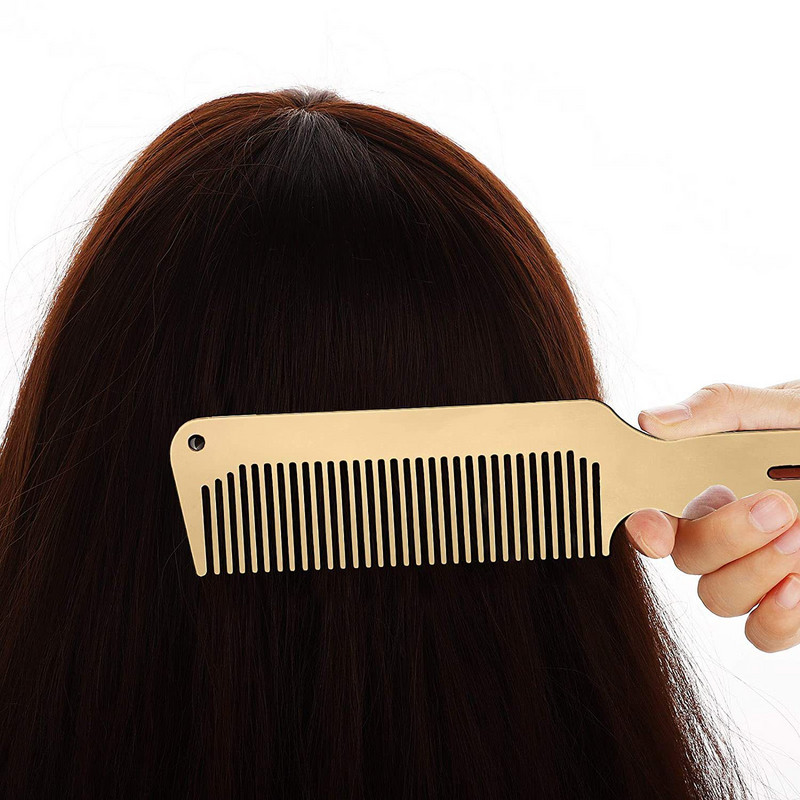 Ανδρικό χτένισμα από ανοξείδωτο ατσάλι Μεταλλικό κομμωτήριο χτένα κοπής Λεπτή επίπεδη κορυφή κουρευτική πάνω από χτένα Εργαλεία κουρέματος για κομμωτήριο