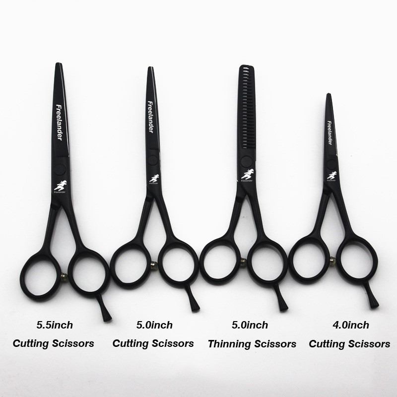 4" 5" 5,5" επαγγελματικό σετ ψαλιδιών κομμωτικής Stylist Flat Shears Thinning Scissors haircut Ψαλίδι μαλλιών μαύρης βαφής 440c
