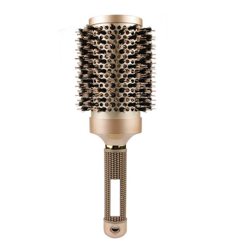 1 ΤΕΜ. Χρυσή στρογγυλή χτένα μαλλιών Βούρτσες για μπούκλες κομμωτικής χτένα Κεραμικό σιδερένιο χτένα Επαγγελματικά εργαλεία styling κομμωτηρίου 2#